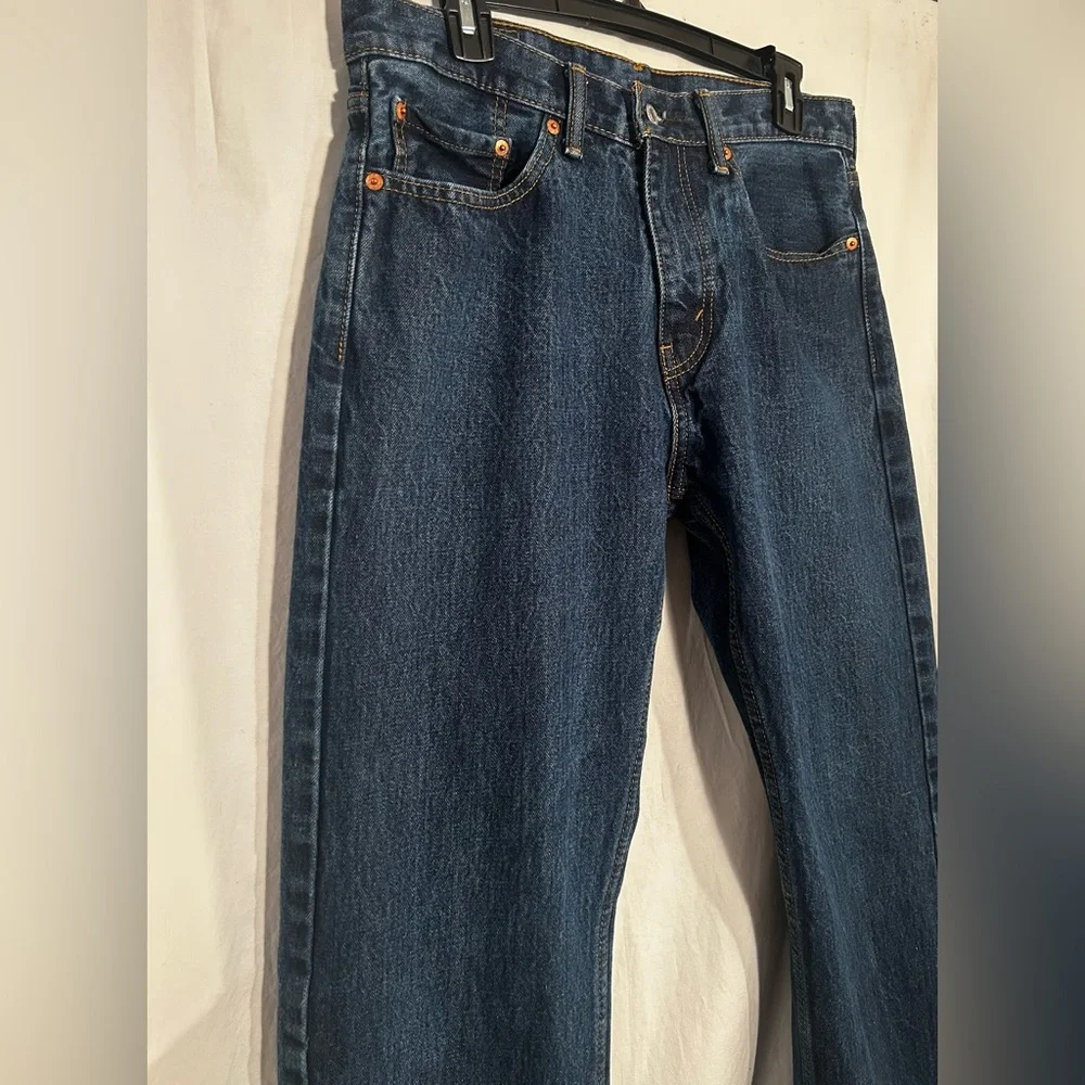 MENS 32 X 30 1/2 (TAGGED 32 X 32)RED TAB LEVI'S 505 BLUE DENIM JEANS
